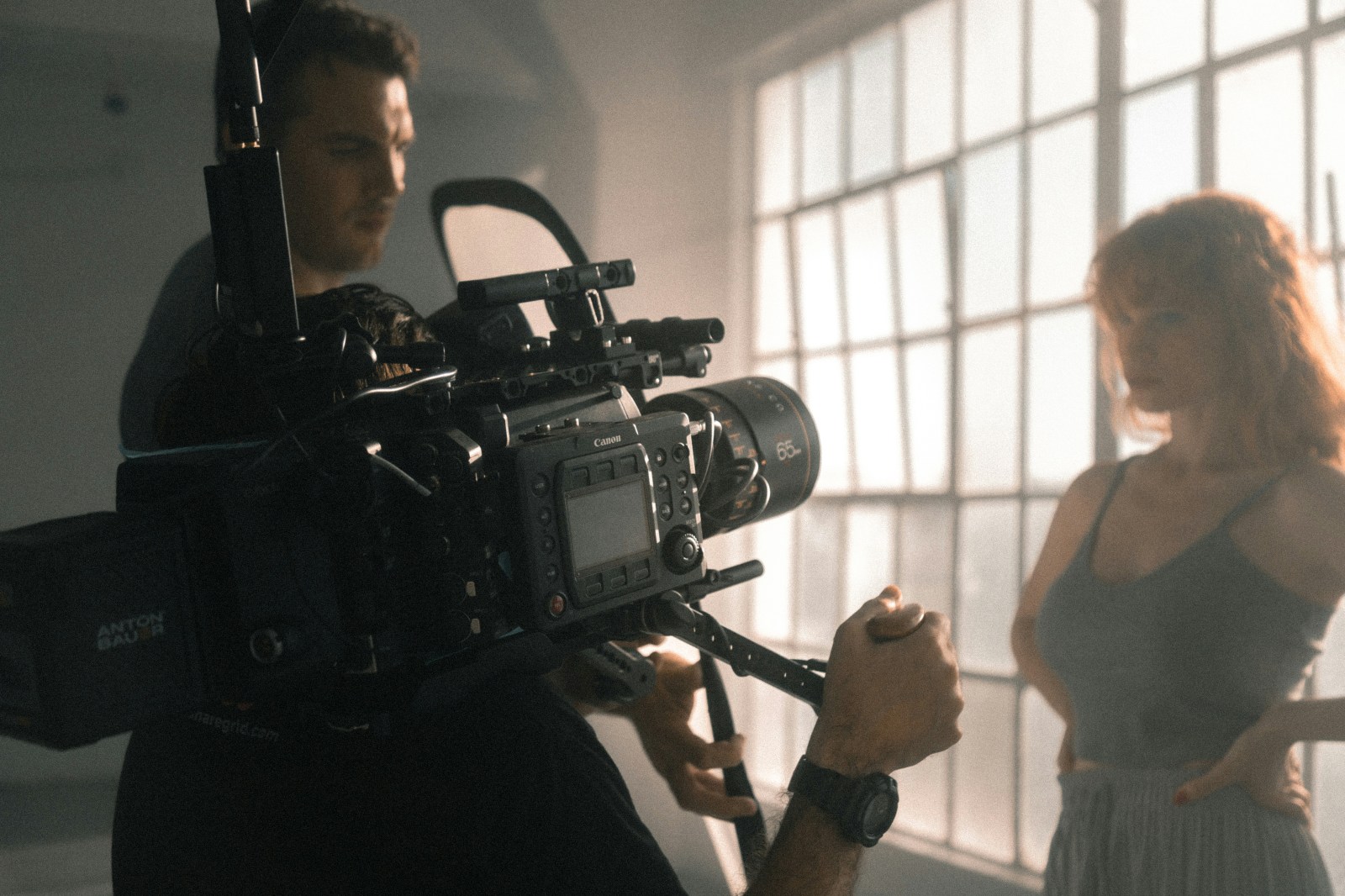 Filmmaker holding a professional cinema camera